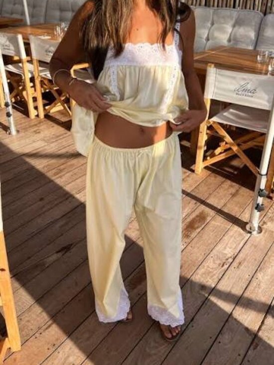Laneway The Label Pants - Laneway The Label Antique Summer Pant in Butter